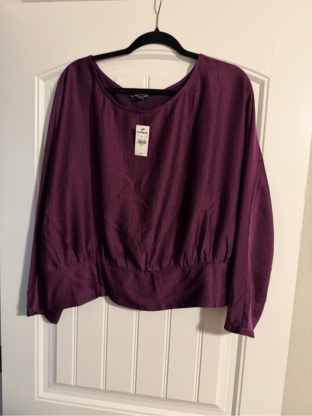 Express Women's Plum Long Sleeve Blouson Top